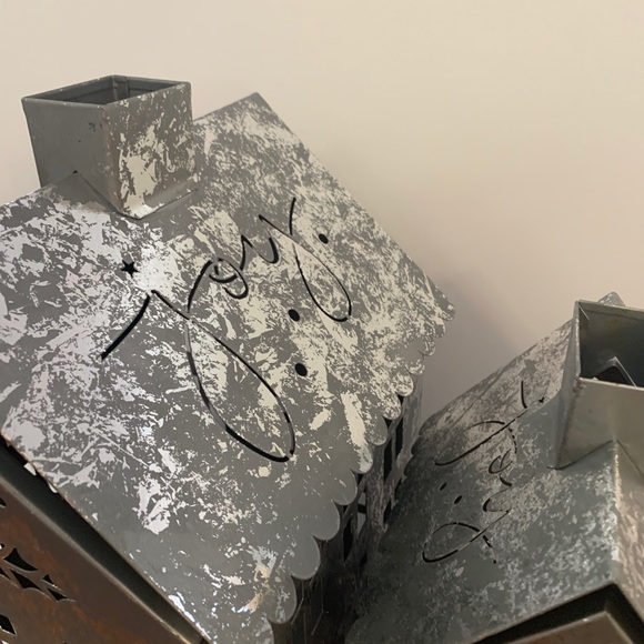 Martha Stewart Christmas Galvanized Lighted Decor House Town Village Set Of 3 - Picture 4 of 9